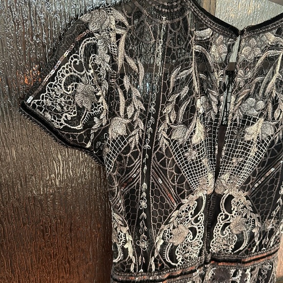 Marchesa Notte Silver Embroidered Gown size 8. - Picture 12 of 17